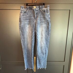 Wit & Wisdom Blue Ankle Cropped Jeans with Distressed Detailing